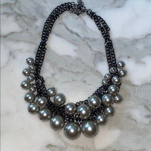 Silver pear statement necklace